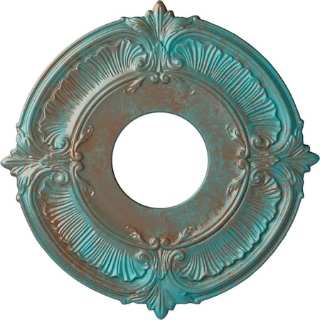 Ekena Millwork Attica Ceiling Medallion (Fits Canopies up to 3 1/2"), 12 3/4"OD x 4"ID x 1/2"P, Copper Green Patina CM12ATCGS